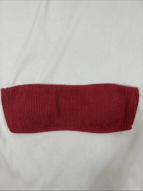 Hollister Burgundy Smocked Bandeau Bikini Top